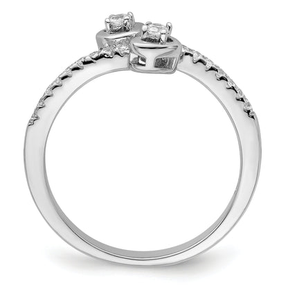 Sterling Silver Brilliant Embers Rhodium-Plated 21 Stone Micro Pav Cz Heart Ring