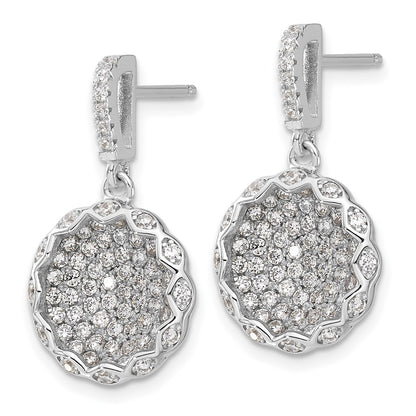 Sterling Silver Brilliant Embers Cz Circle Dangle Post Earrings