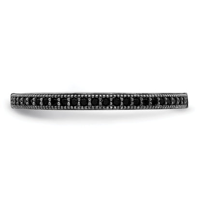 Sterling Silver Brilliant Embers Rhodium-Plated 25 Stone Micro Pav Black Cz Polished Ring