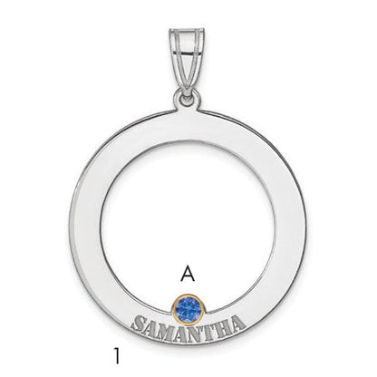 Sterling Silver Ss/Rhod-Plated 1 Birthstone Circle With 14K Bezel Family Pendant