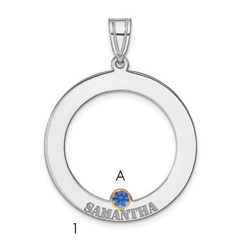 Sterling Silver Ss/Rhod-Plated 1 Birthstone Circle With 14K Bezel Family Pendant