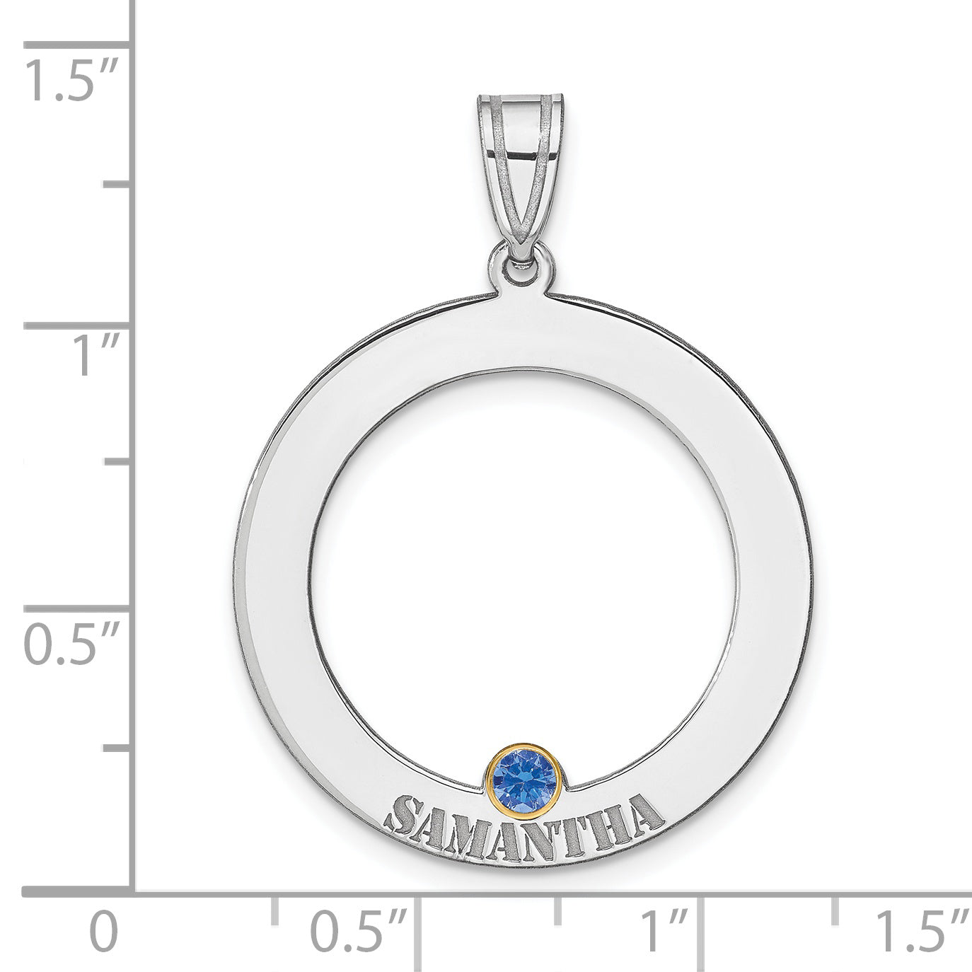 Sterling Silver Ss/Rhod-Plated 1 Birthstone Circle With 14K Bezel Family Pendant
