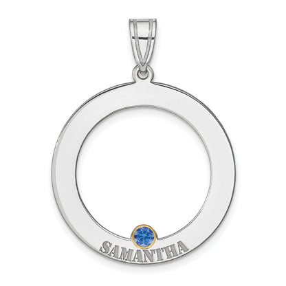 Sterling Silver Ss/Rhod-Plated 1 Birthstone Circle With 14K Bezel Family Pendant