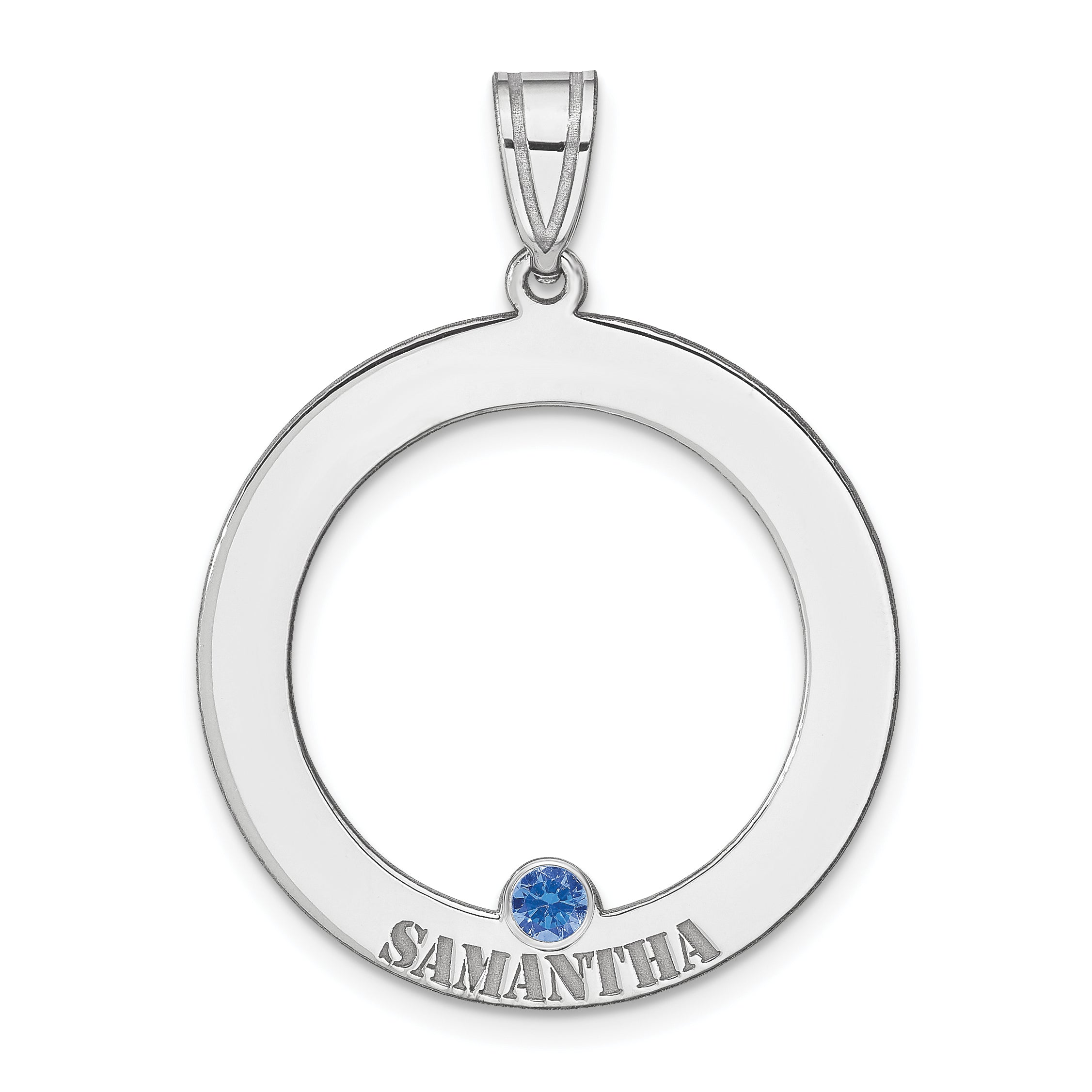 Sterling Silver Ss/Rhodium-Plated 1 Birthstone Circle With Ss Bezel Family Pendant