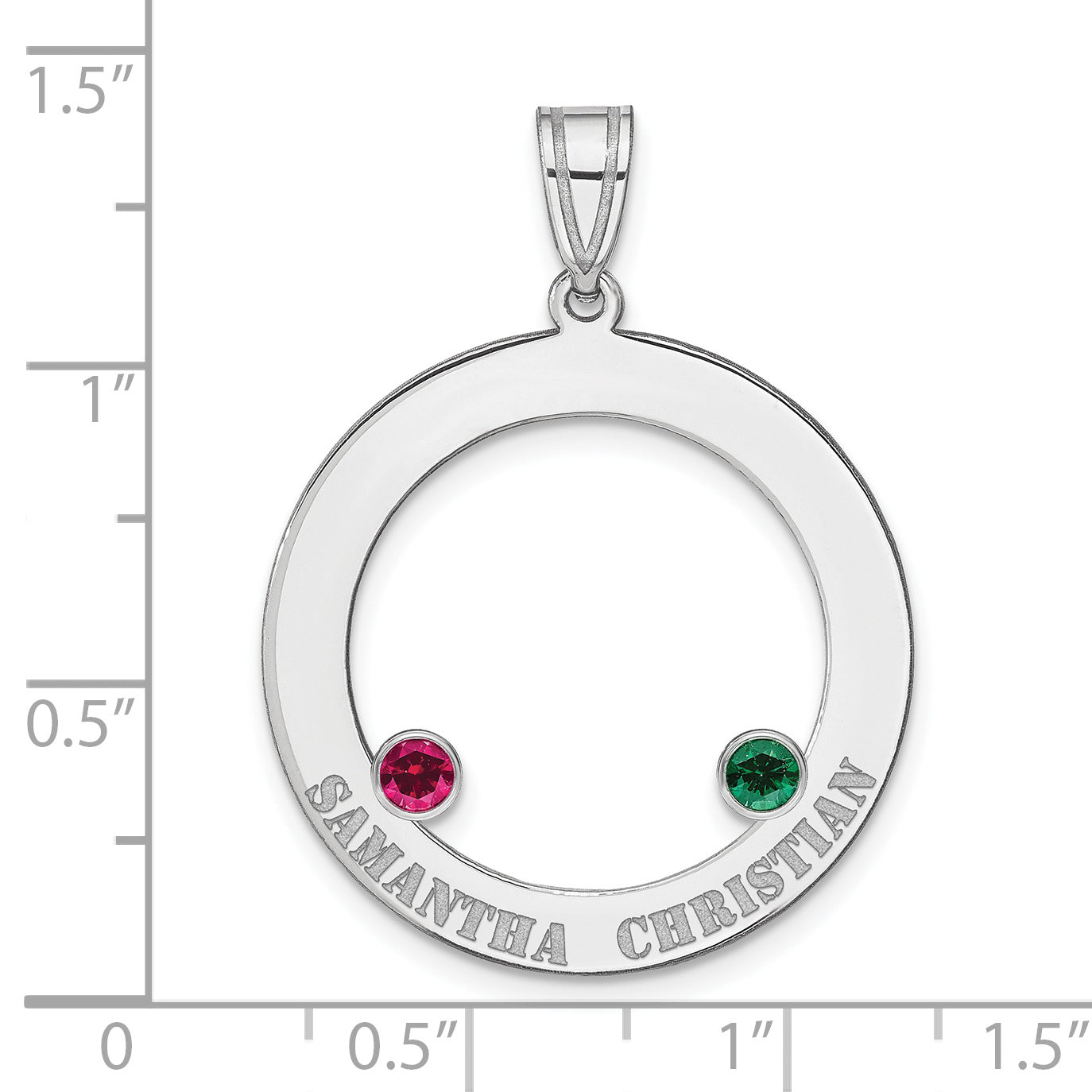 Sterling Silver Ss/Rhodium-Plated 2 Birthstone Circle With Ss Bezel Family Pendant