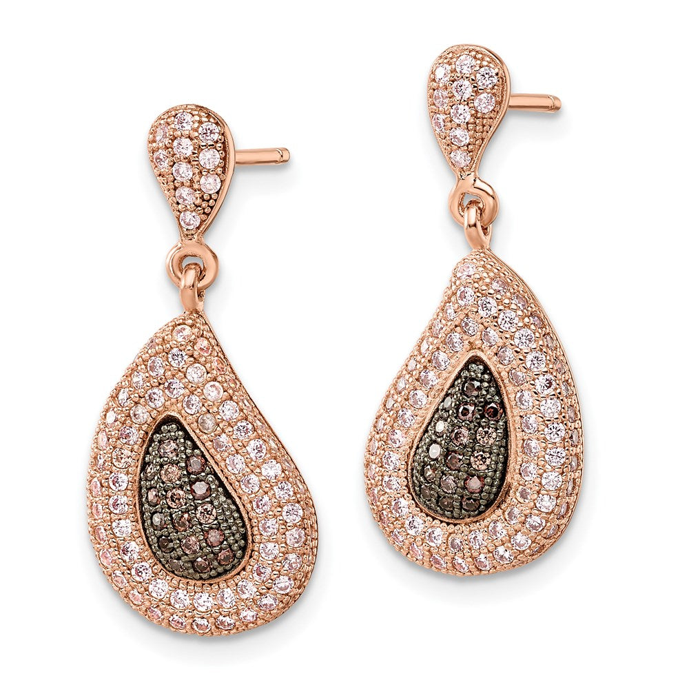 Ss/Gold Plated Ss Rose Gold-Plated Cz Brilliant Embers Dangle Post Earrings