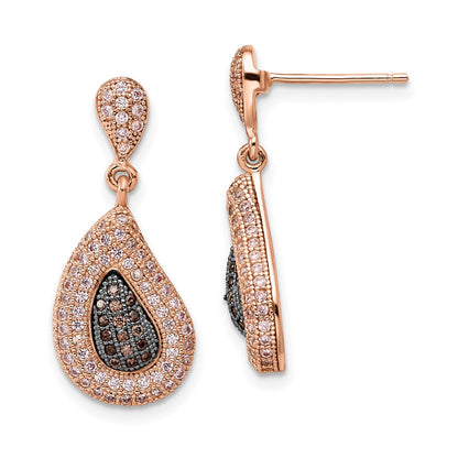 Ss/Gold Plated Ss Rose Gold-Plated Cz Brilliant Embers Dangle Post Earrings