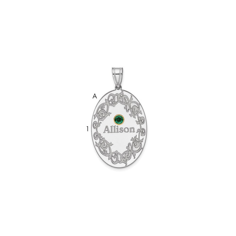 Sterling Silver Rhodium-Plated/14K Bezel Crystal Family Pendant