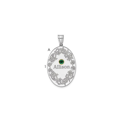Sterling Silver Rhodium-Plated/14K Bezel Crystal Family Pendant