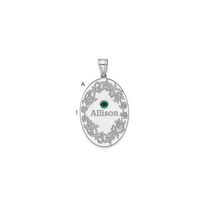 Sterling Silver Rhodium-Plated Crystal Family Pendant