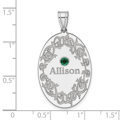 Sterling Silver Rhodium-Plated Crystal Family Pendant