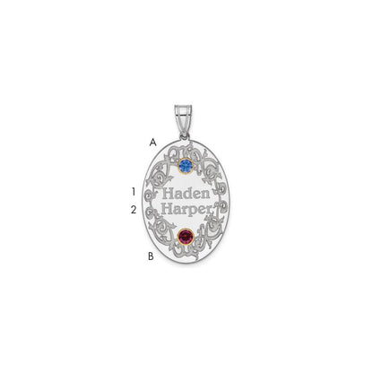 Sterling Silver Rhodium-Plated/14K Bezel Crystal Family Pendant