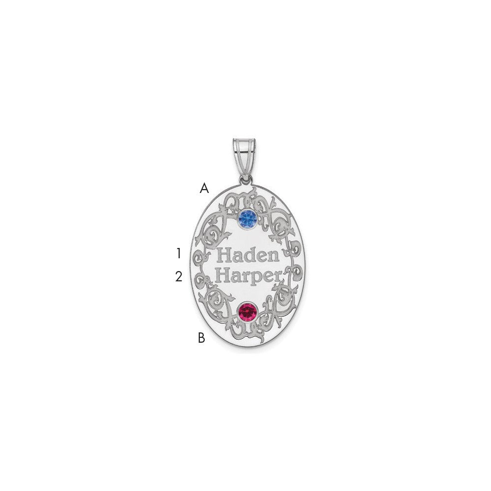 Sterling Silver Rhodium-Plated Crystal Family Pendant