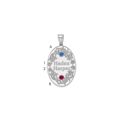 Sterling Silver Rhodium-Plated Crystal Family Pendant