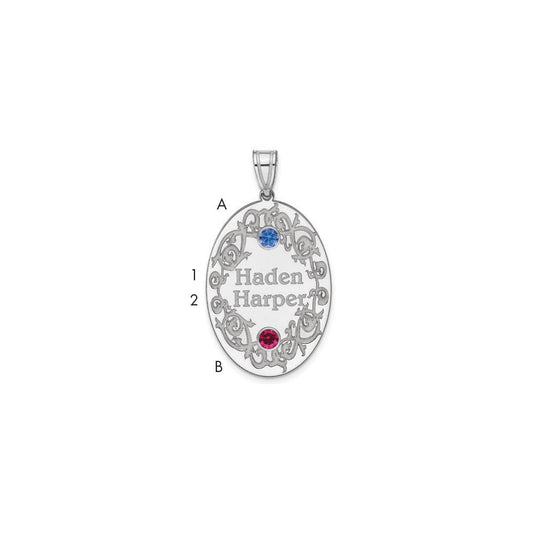 Sterling Silver Rhodium-Plated Crystal Family Pendant