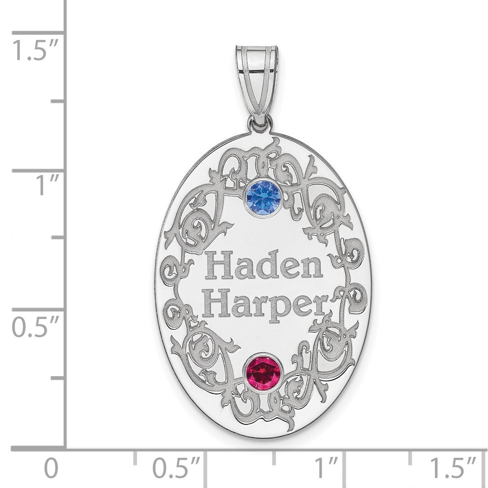 Sterling Silver Rhodium-Plated Crystal Family Pendant