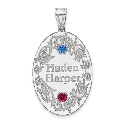 Sterling Silver Rhodium-Plated Crystal Family Pendant