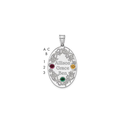 Sterling Silver Rhodium-Plated Crystal Family Pendant