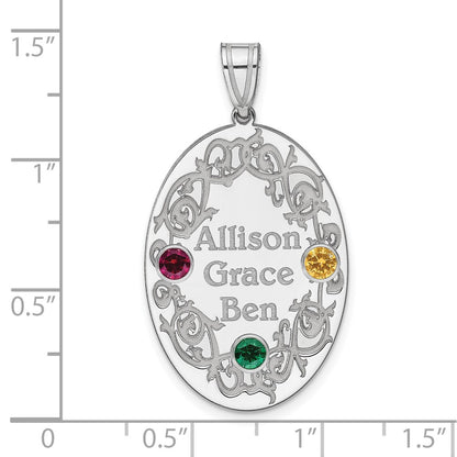 Sterling Silver Rhodium-Plated Crystal Family Pendant