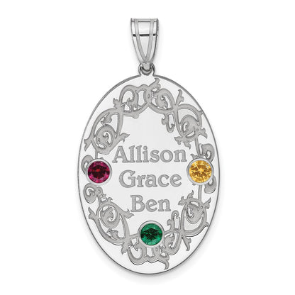 Sterling Silver Rhodium-Plated Crystal Family Pendant