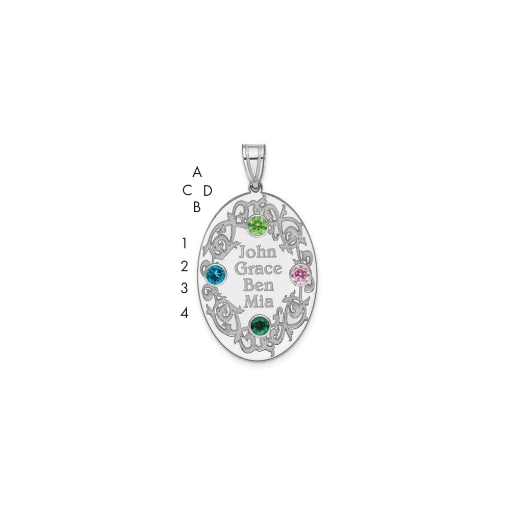 Sterling Silver Rhodium-Plated Crystal Family Pendant