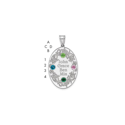Sterling Silver Rhodium-Plated Crystal Family Pendant