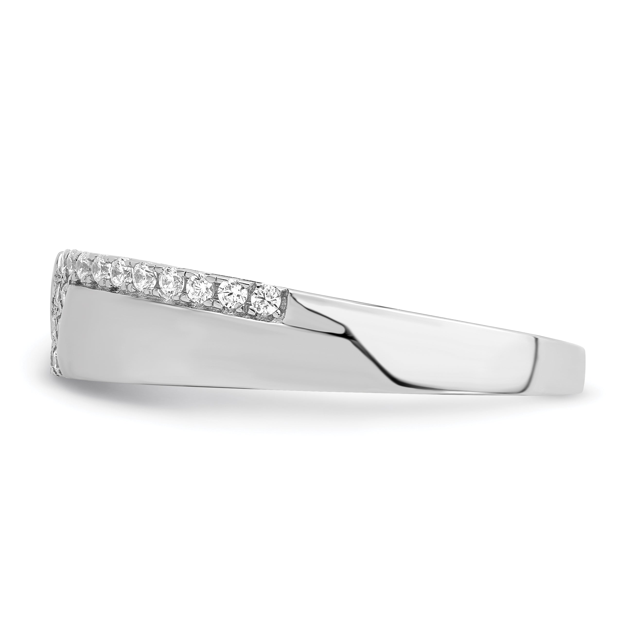 Sterling Silver Brilliant Embers Rhodium-Plated 24 Stone Micro Pav Cz Men'S Ring