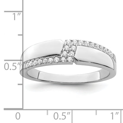 Sterling Silver Brilliant Embers Rhodium-Plated 24 Stone Micro Pav Cz Men'S Ring