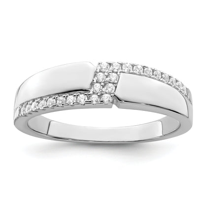Sterling Silver Brilliant Embers Rhodium-Plated 24 Stone Micro Pav Cz Men'S Ring