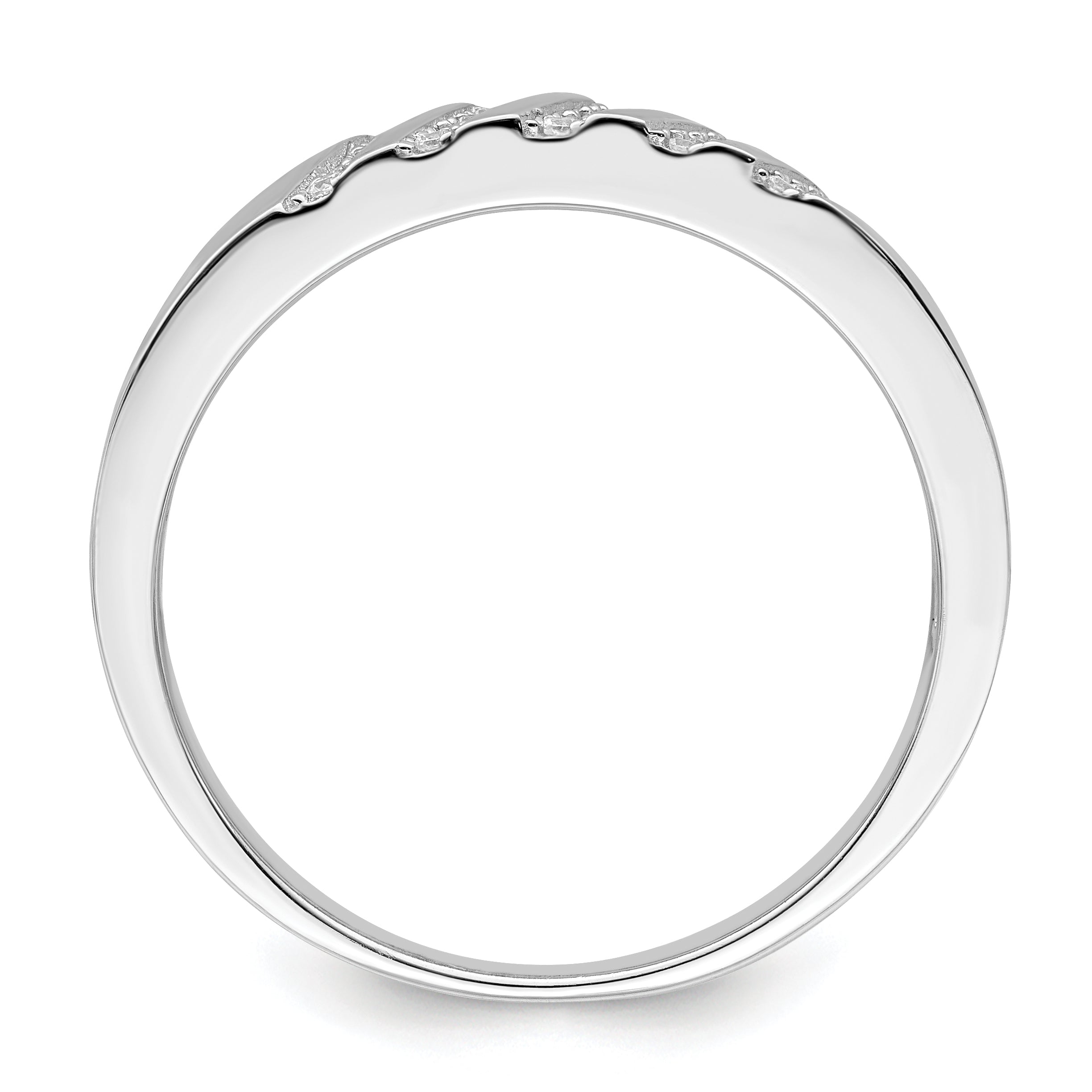 Sterling Silver Brilliant Embers Rhodium-Plated 20 Stone Micro Pav Cz Men'S Ring
