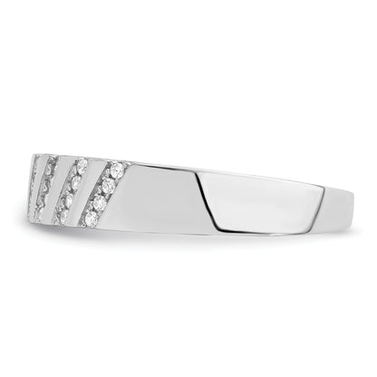 Sterling Silver Brilliant Embers Rhodium-Plated 20 Stone Micro Pav Cz Men'S Ring