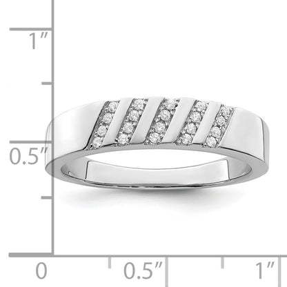 Sterling Silver Brilliant Embers Rhodium-Plated 20 Stone Micro Pav Cz Men'S Ring
