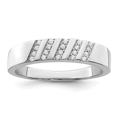 Sterling Silver Brilliant Embers Rhodium-Plated 20 Stone Micro Pav Cz Men'S Ring