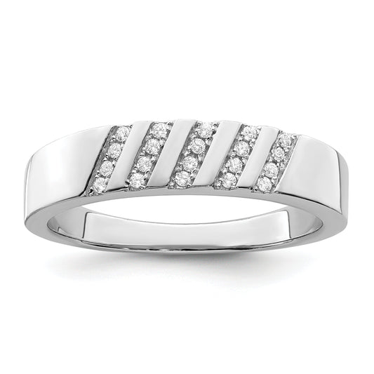 Sterling Silver Brilliant Embers Rhodium-Plated 20 Stone Micro Pav Cz Men'S Ring