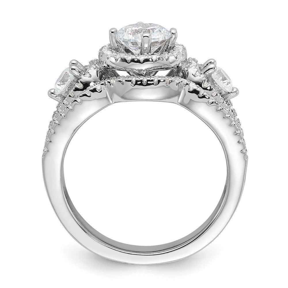 Sterling Silver Brilliant Embers Rhodium-Plated 93 Stone Micro Pav Cz 2-Piece Wedding Set
