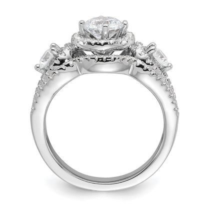 Sterling Silver Brilliant Embers Rhodium-Plated 93 Stone Micro Pav Cz 2-Piece Wedding Set