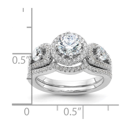 Sterling Silver Brilliant Embers Rhodium-Plated 93 Stone Micro Pav Cz 2-Piece Wedding Set