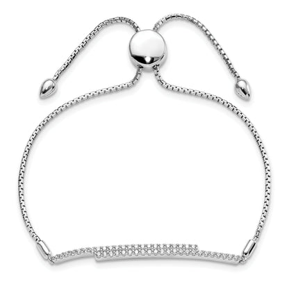 Sterling Silver Brilliant Embers Rhodium-Plated 46 Stone Micro Pav Cz Adjustable Bracelet