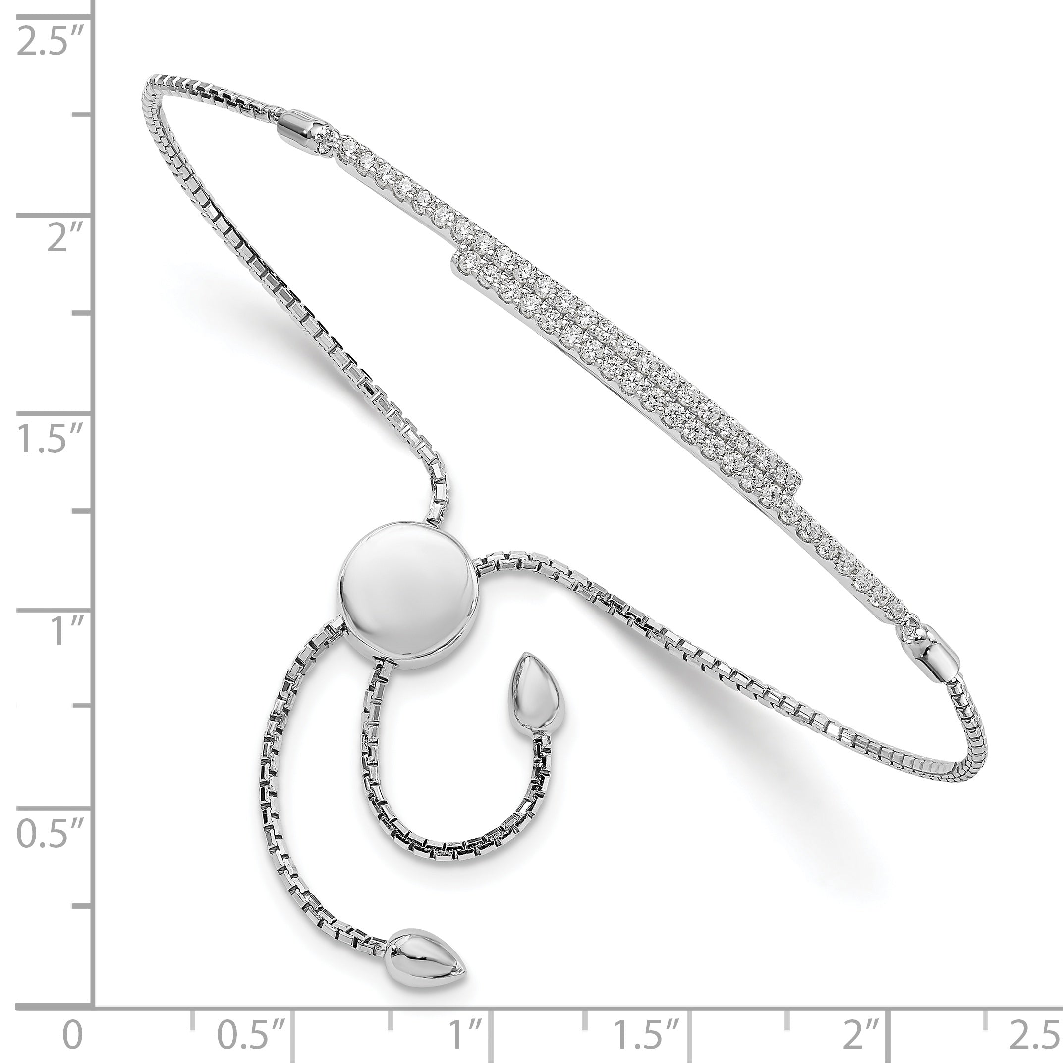 Sterling Silver Brilliant Embers Rhodium-Plated 46 Stone Micro Pav Cz Adjustable Bracelet
