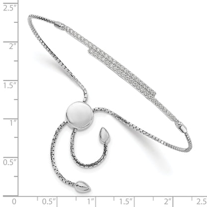 Sterling Silver Brilliant Embers Rhodium-Plated 46 Stone Micro Pav Cz Adjustable Bracelet