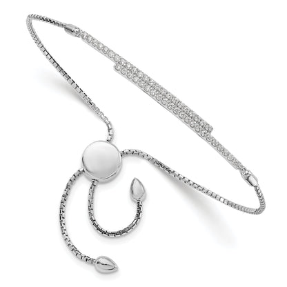Sterling Silver Brilliant Embers Rhodium-Plated 46 Stone Micro Pav Cz Adjustable Bracelet