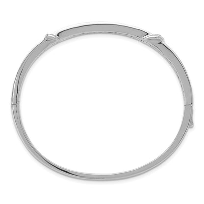 Sterling Silver Brilliant Embers Rhodium-Plated 202 Stone Micro Pav Cz Buckle Hinged Bangle