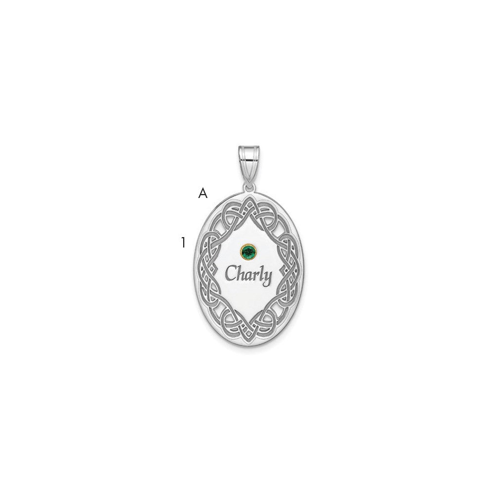 Sterling Silver Rhodium-Plated/14K Bezel Crystal Family Pendant
