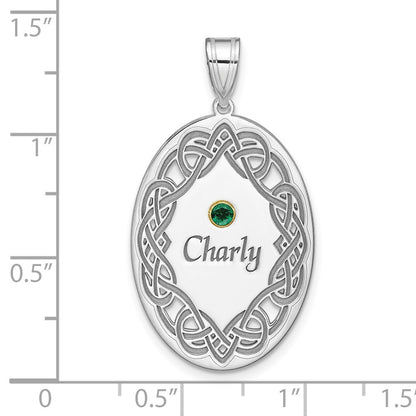 Sterling Silver Rhodium-Plated/14K Bezel Crystal Family Pendant
