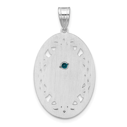 Sterling Silver Rhodium-Plated Crystal Family Pendant