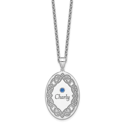 Sterling Silver Rhodium-Plated Crystal Family Pendant