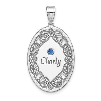 Sterling Silver Rhodium-Plated Crystal Family Pendant
