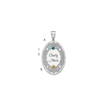 Sterling Silver Rhodium-Plated Crystal Family Pendant