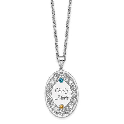 Sterling Silver Rhodium-Plated Crystal Family Pendant
