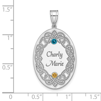 Sterling Silver Rhodium-Plated Crystal Family Pendant